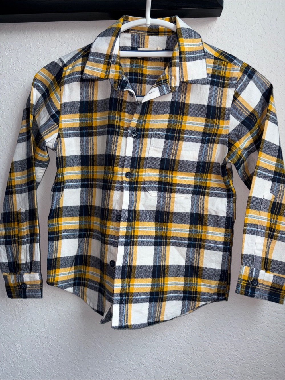 Kids' Yellow & Black Plaid Button-Down Shirt